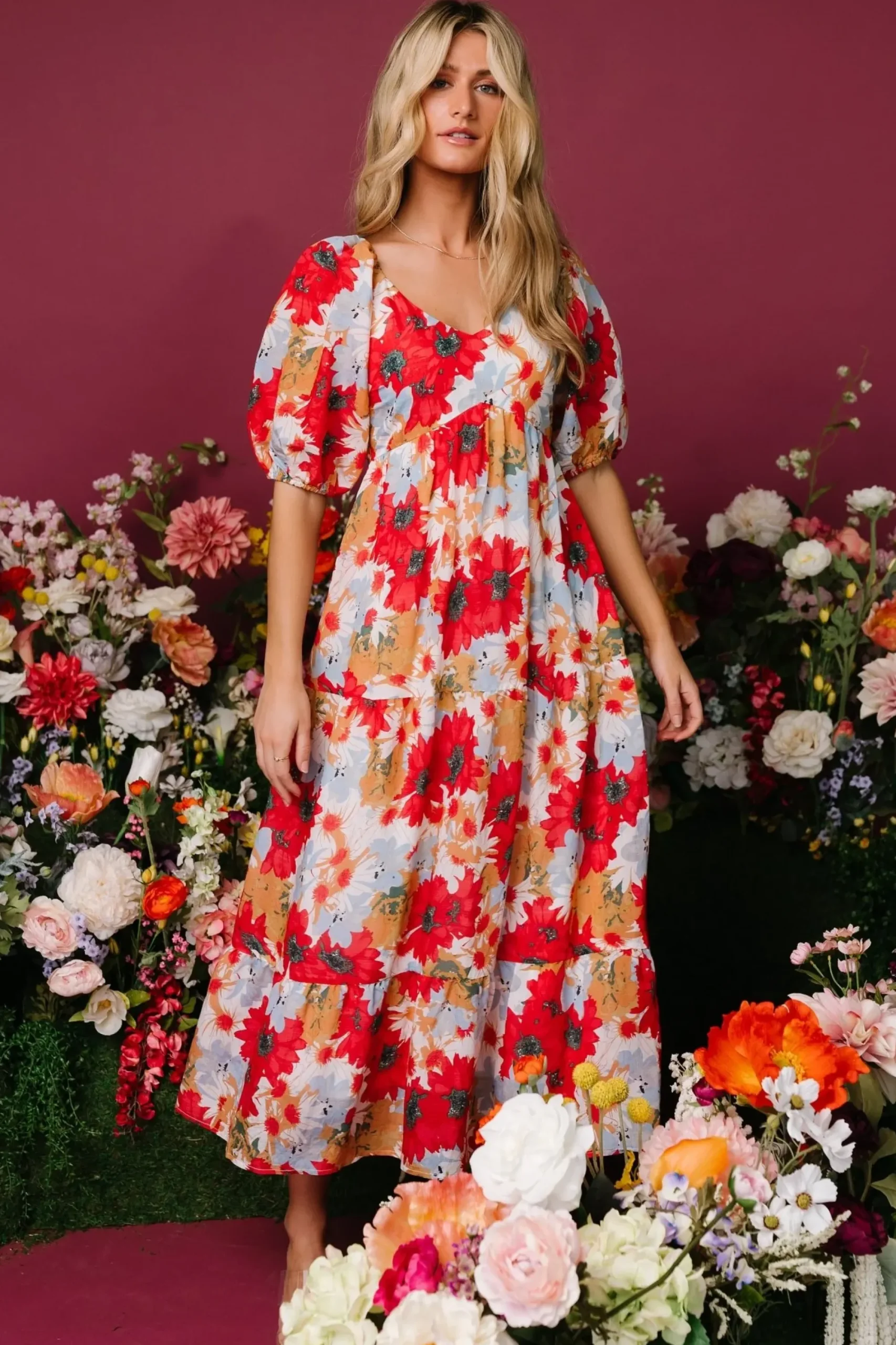 Fashion Baltic Born Denton Midi Dress | Red Multi