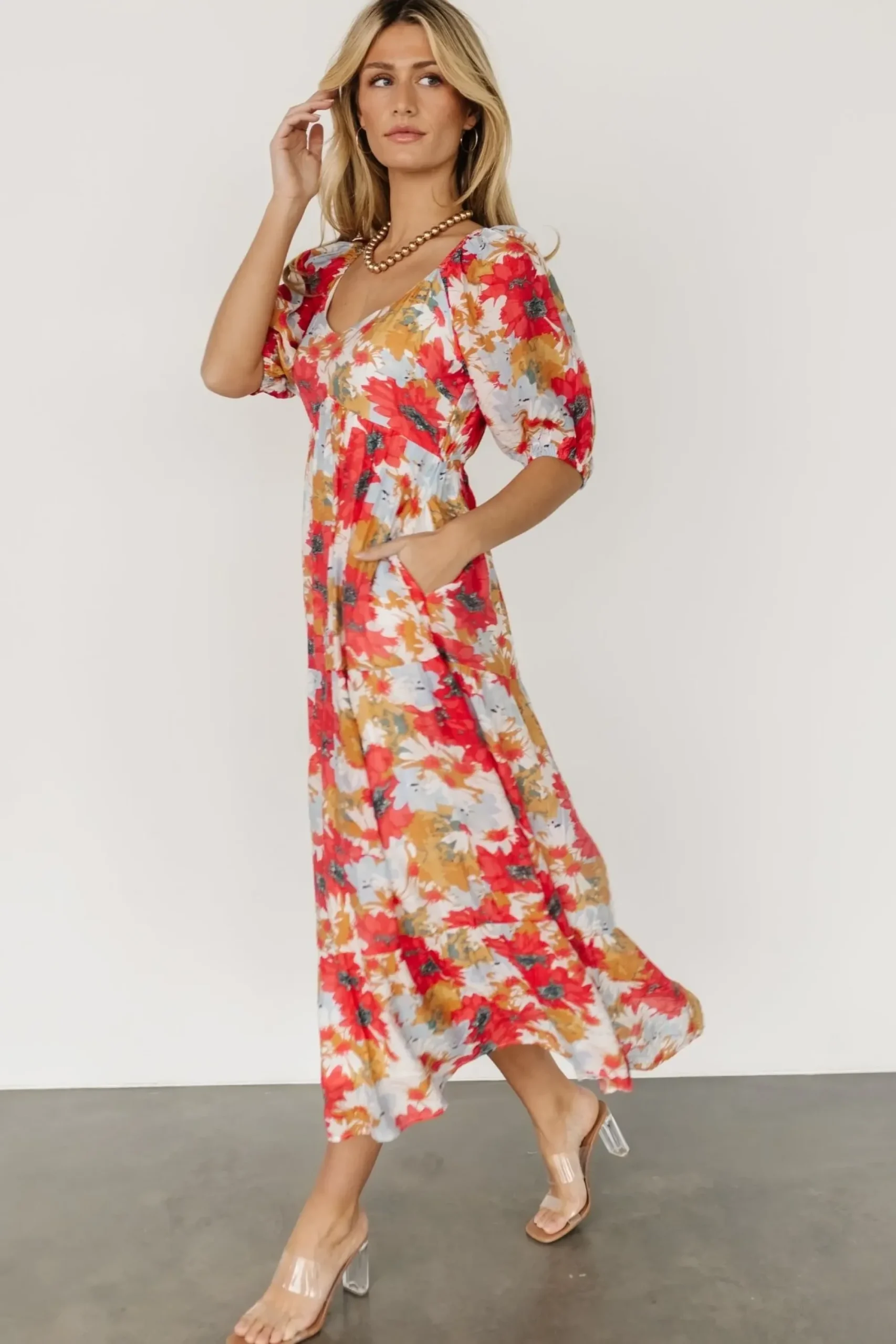 Fashion Baltic Born Denton Midi Dress | Red Multi