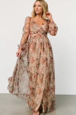 Outlet Baltic Born Desiree Tulle Maxi Dress | Taupe Floral