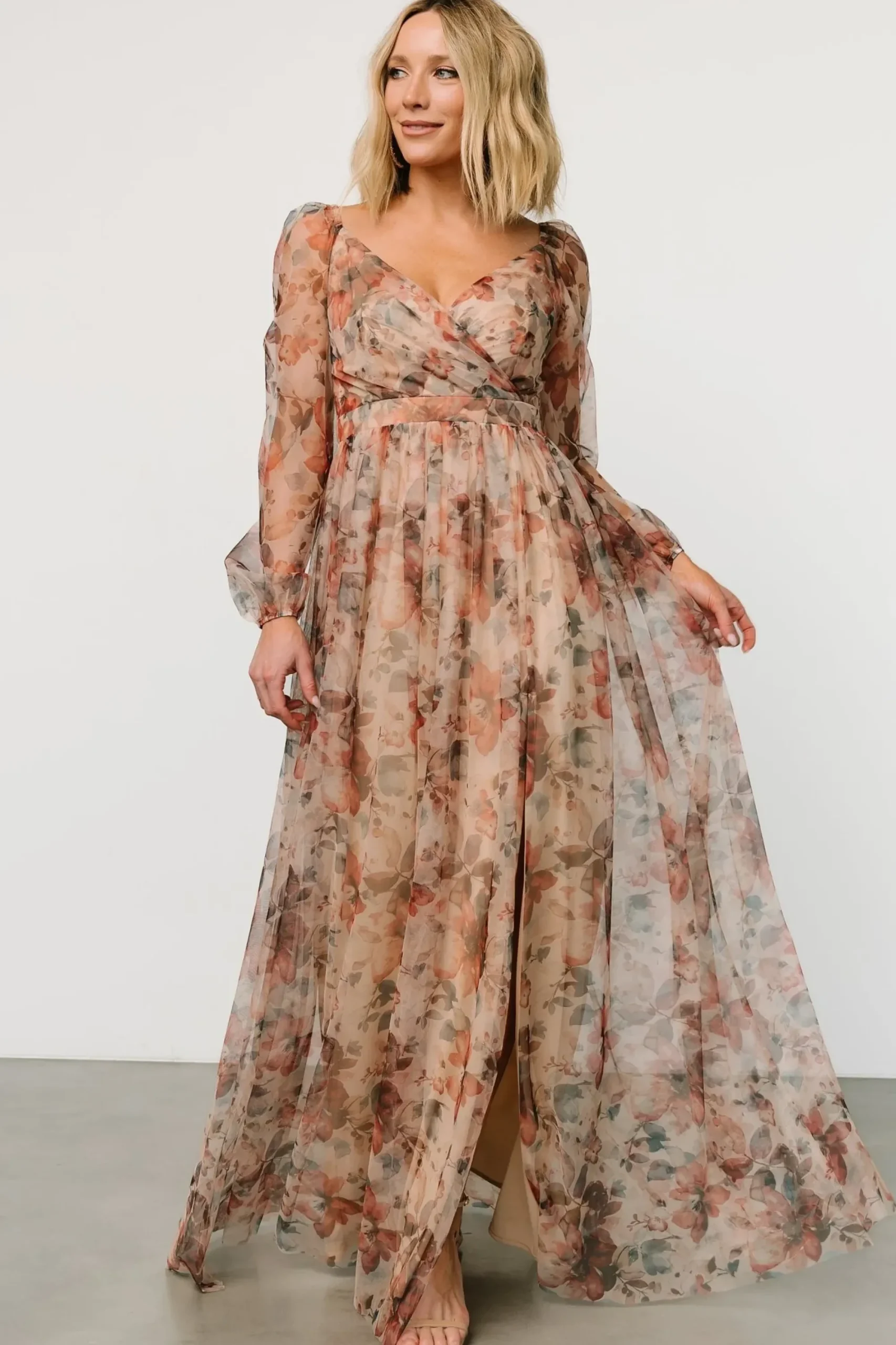 Outlet Baltic Born Desiree Tulle Maxi Dress | Taupe Floral