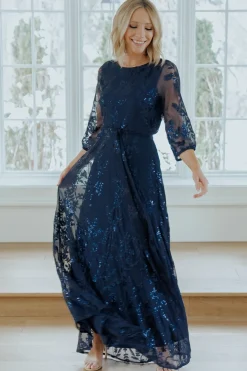 Hot Baltic Born Destiny Sequin Maxi Dress | Navy