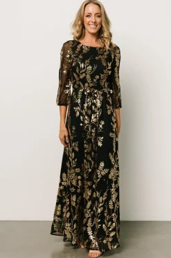 Online Baltic Born Destiny Sequin Maxi Dress | Black + Gold