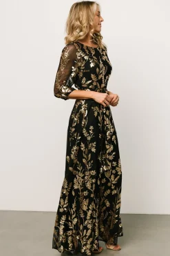 Online Baltic Born Destiny Sequin Maxi Dress | Black + Gold