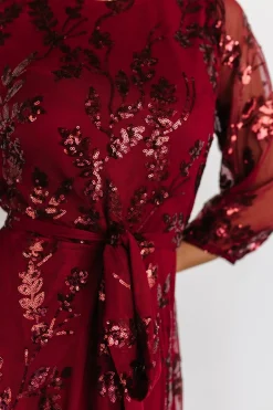 Clearance Baltic Born Destiny Sequin Maxi Dress | Wine