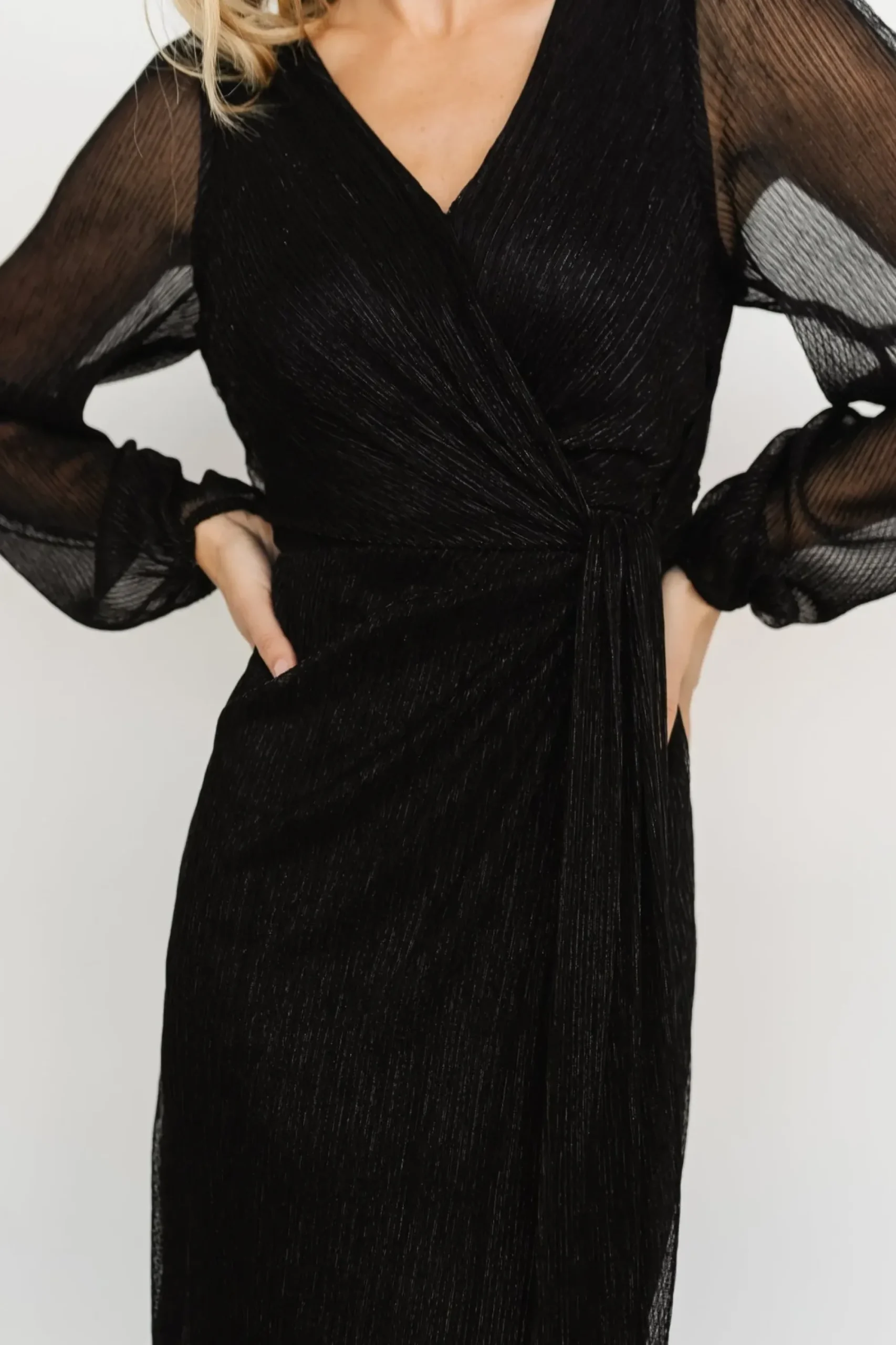 Discount Baltic Born Devlyn Pleated Dress | Black Shimmer