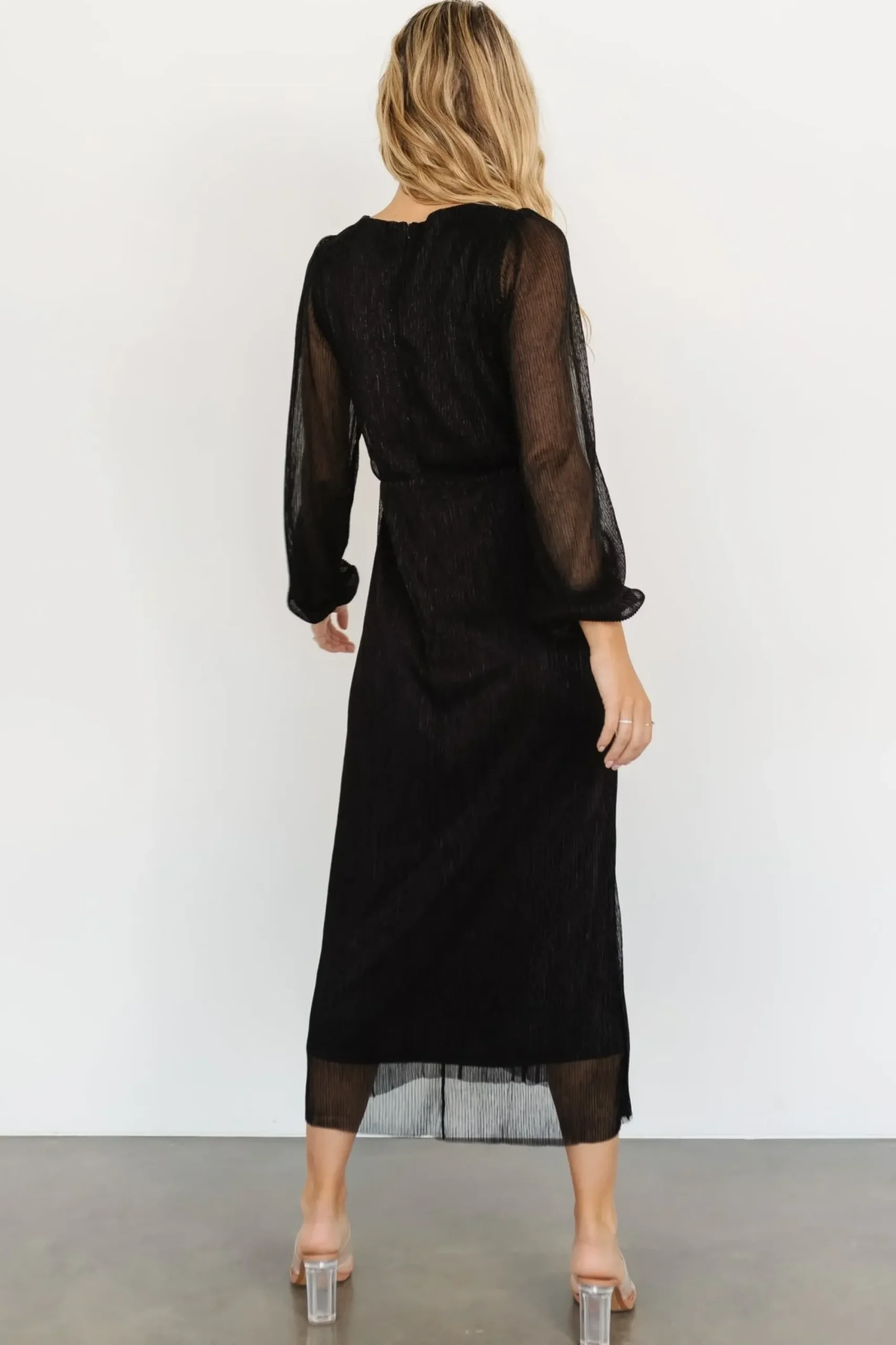Discount Baltic Born Devlyn Pleated Dress | Black Shimmer