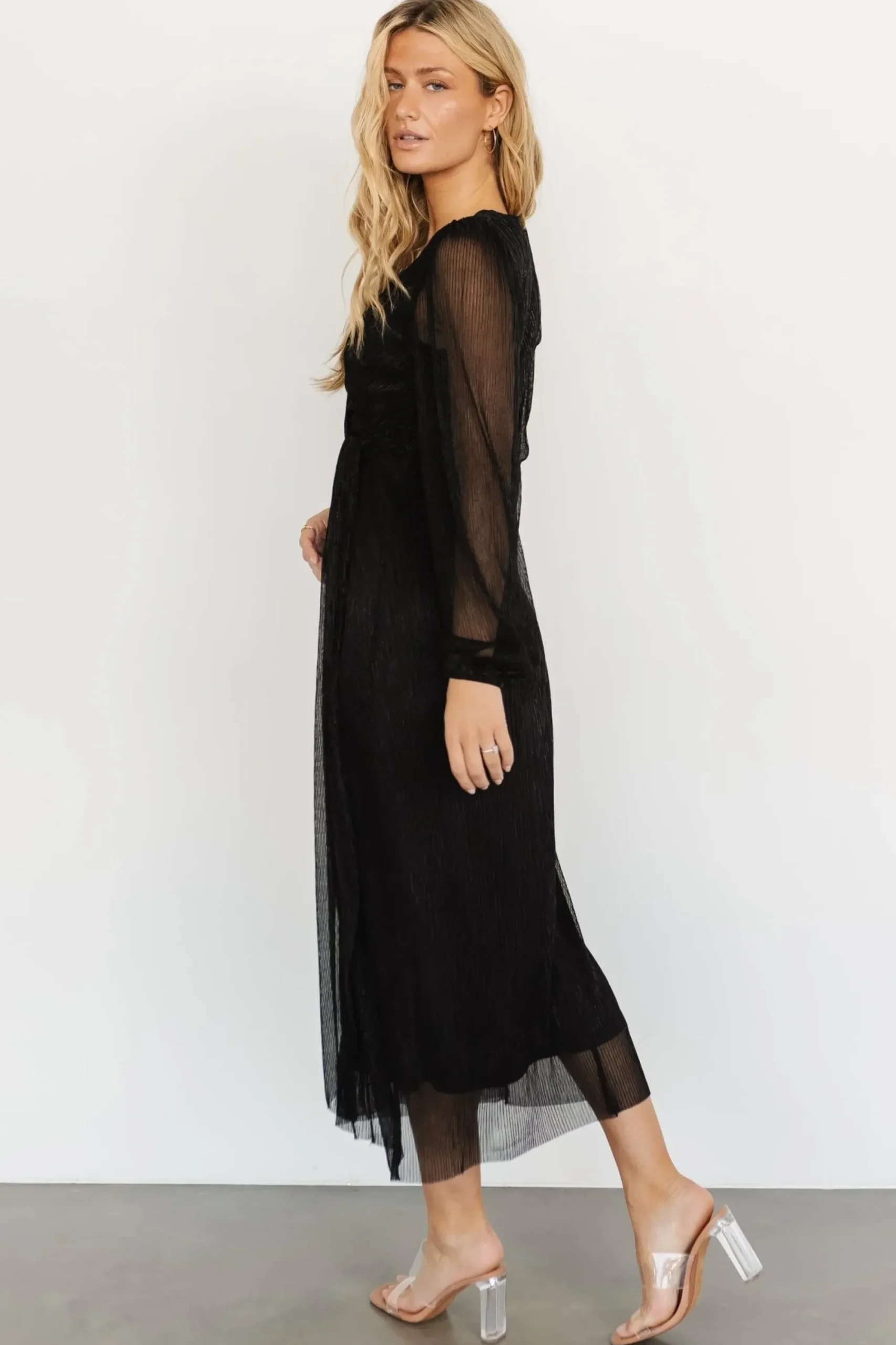 Discount Baltic Born Devlyn Pleated Dress | Black Shimmer
