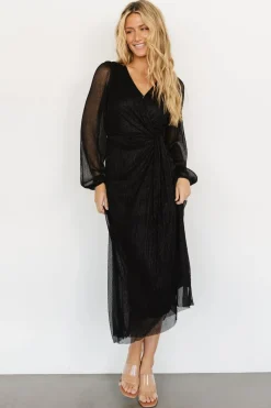 Discount Baltic Born Devlyn Pleated Dress | Black Shimmer