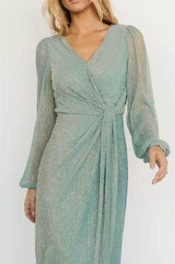 Clearance Baltic Born Devlyn Pleated Dress | Blue Sage Shimmer