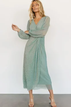 Clearance Baltic Born Devlyn Pleated Dress | Blue Sage Shimmer