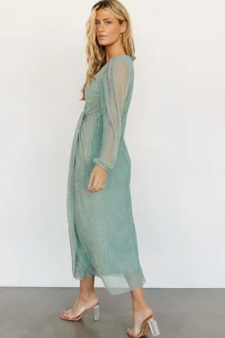 Clearance Baltic Born Devlyn Pleated Dress | Blue Sage Shimmer