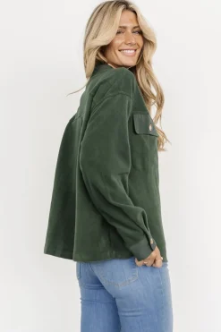 New Baltic Born Duke Button Up Top | Forest Green