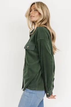 New Baltic Born Duke Button Up Top | Forest Green