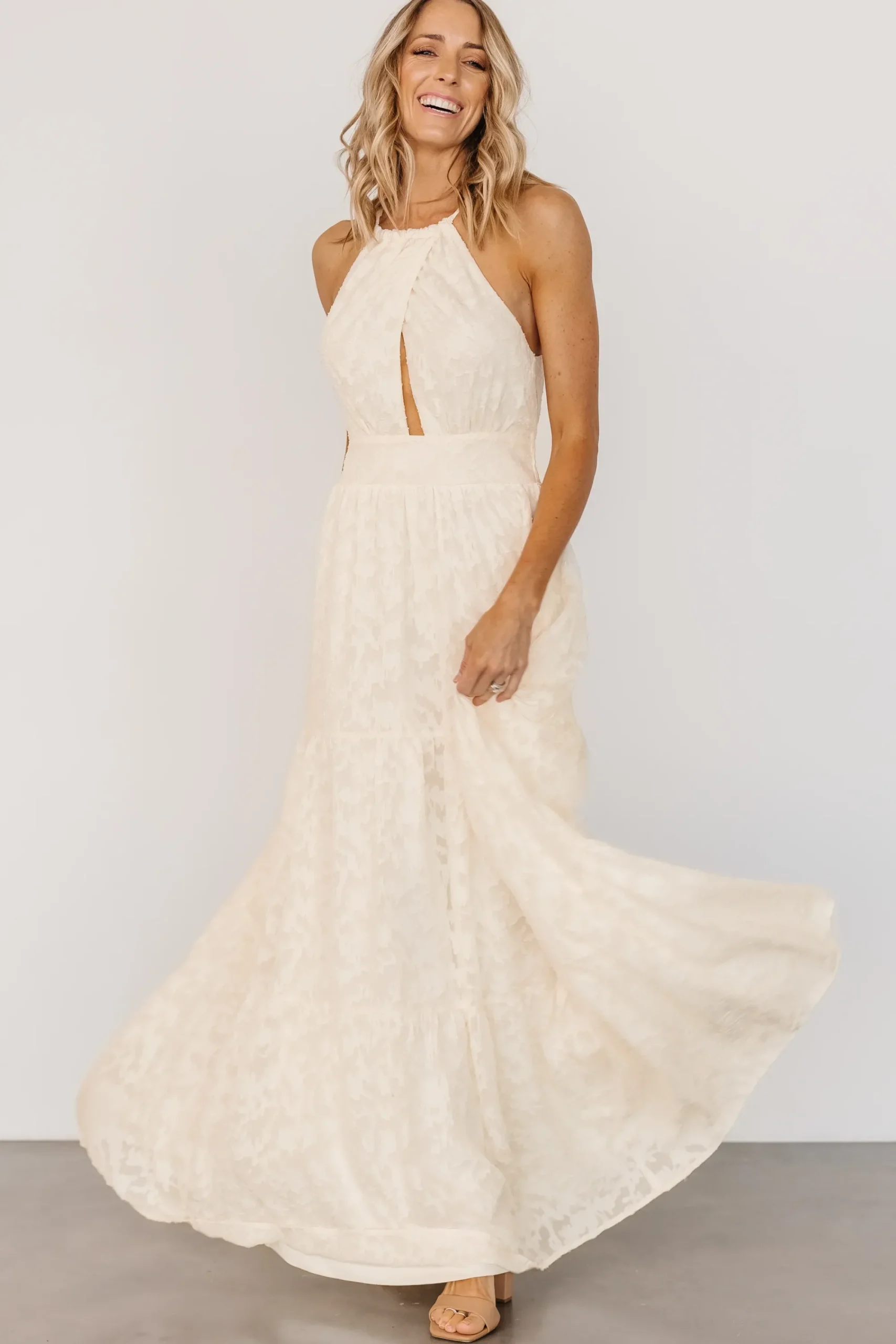 Outlet Baltic Born Eilish Embossed Maxi Dress | Cream