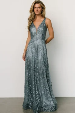 Clearance Baltic Born Eliana Shimmer Gown | Slate Blue