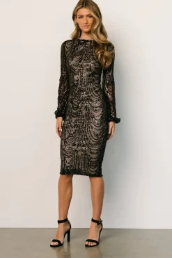 Online Baltic Born Elizabeth Sequin Midi Dress | Black + Nude