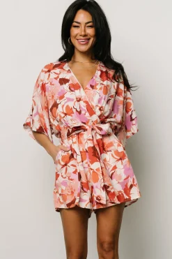Outlet Baltic Born Ellis Romper | Rust + Pink Floral