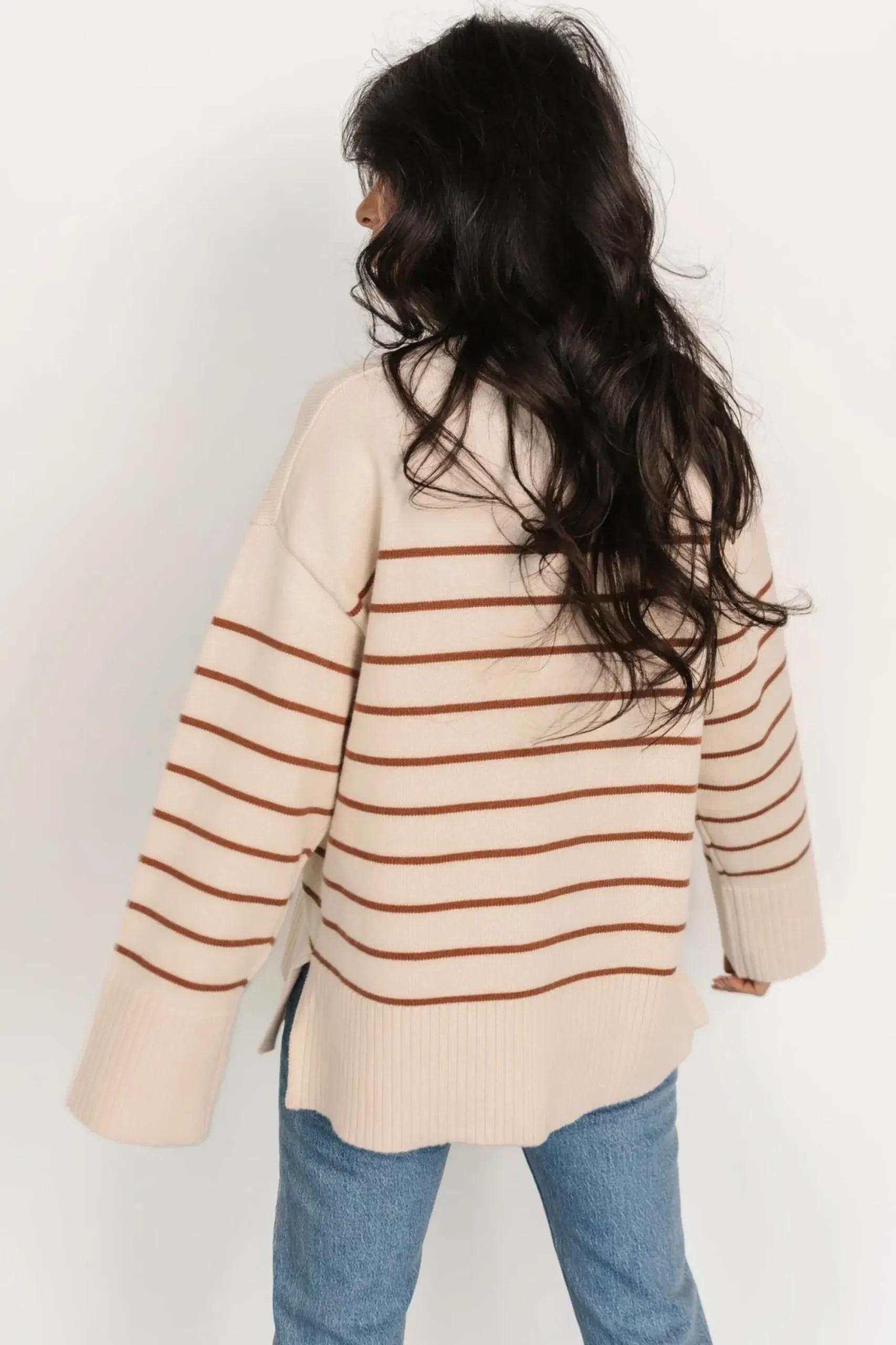 Hot Baltic Born Emerson Stripe Knit Sweater | Beige + Camel