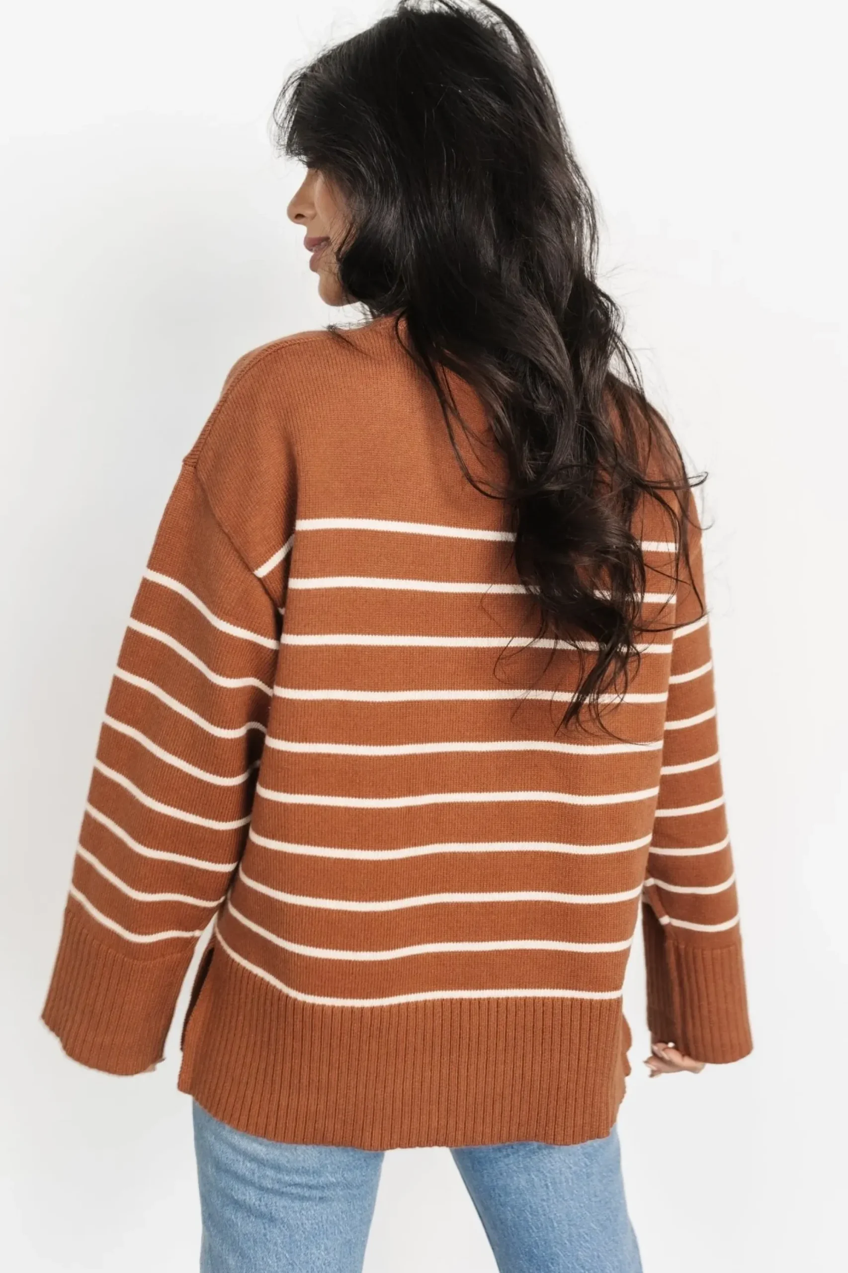Fashion Baltic Born Emerson Stripe Knit Sweater | Dark Camel + Ivory