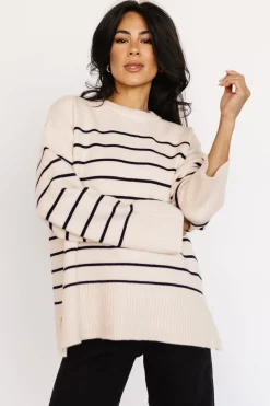 Sale Baltic Born Emerson Stripe Knit Sweater | Ivory + Black