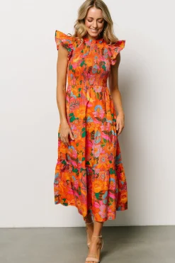 New Baltic Born Emily Smocked Tier Dress | Orange Floral