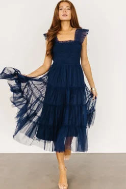 Sale Baltic Born Emma Smocked Tulle Dress | Navy