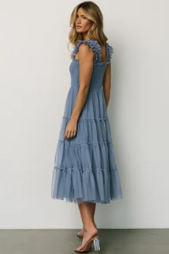 New Baltic Born Emma Smocked Tulle Dress | Slate Blue