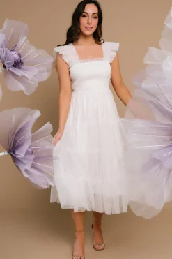 New Baltic Born Emma Smocked Tulle Dress | Off White