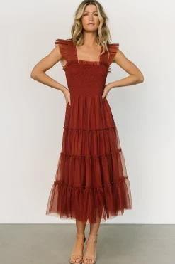 Sale Baltic Born Emma Smocked Tulle Dress | Oxblood