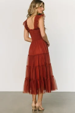 Sale Baltic Born Emma Smocked Tulle Dress | Oxblood