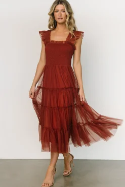 Sale Baltic Born Emma Smocked Tulle Dress | Oxblood
