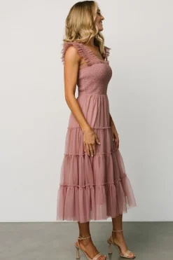Hot Baltic Born Emma Smocked Tulle Dress | Dusty Rose