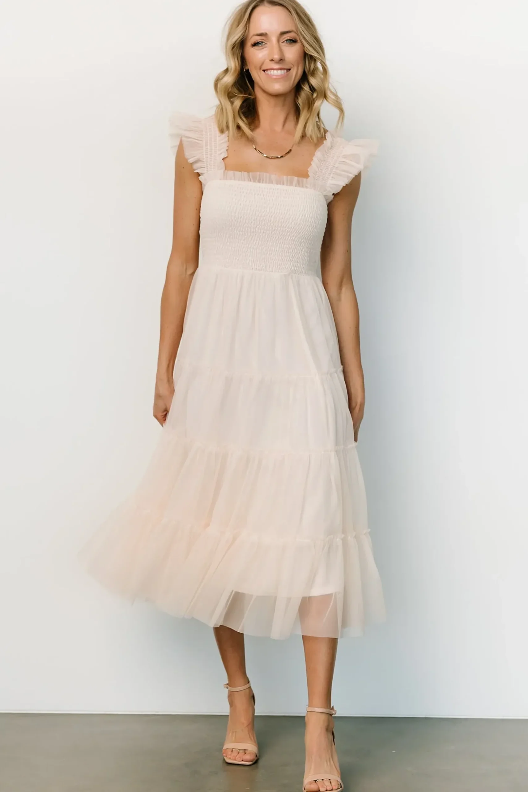 Clearance Baltic Born Emma Smocked Tulle Dress | Beige