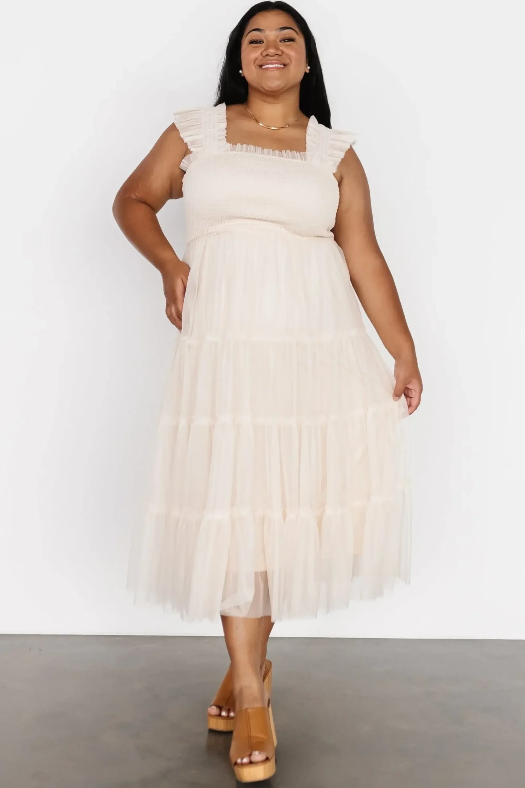 Clearance Baltic Born Emma Smocked Tulle Dress | Beige