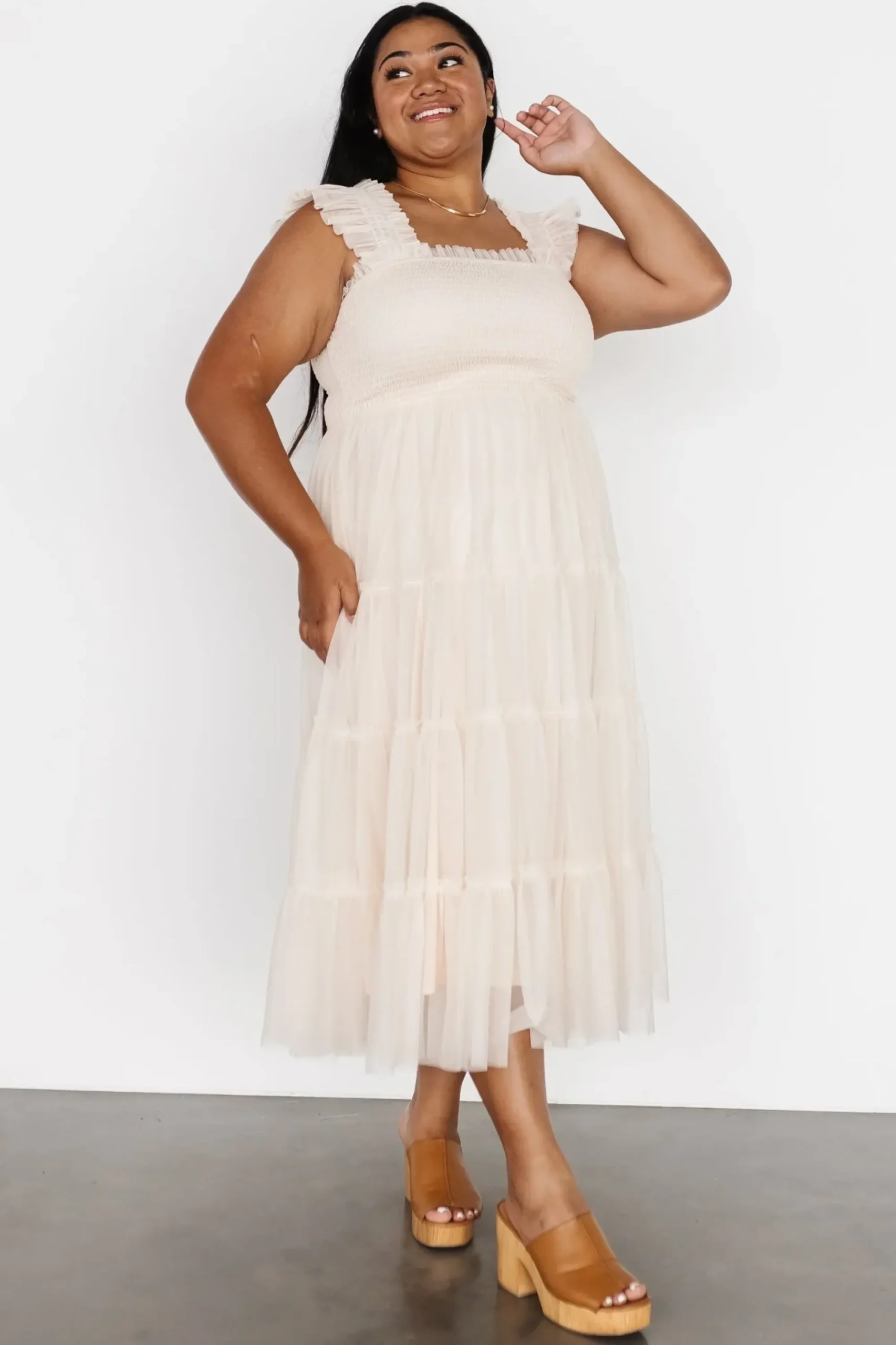 Clearance Baltic Born Emma Smocked Tulle Dress | Beige