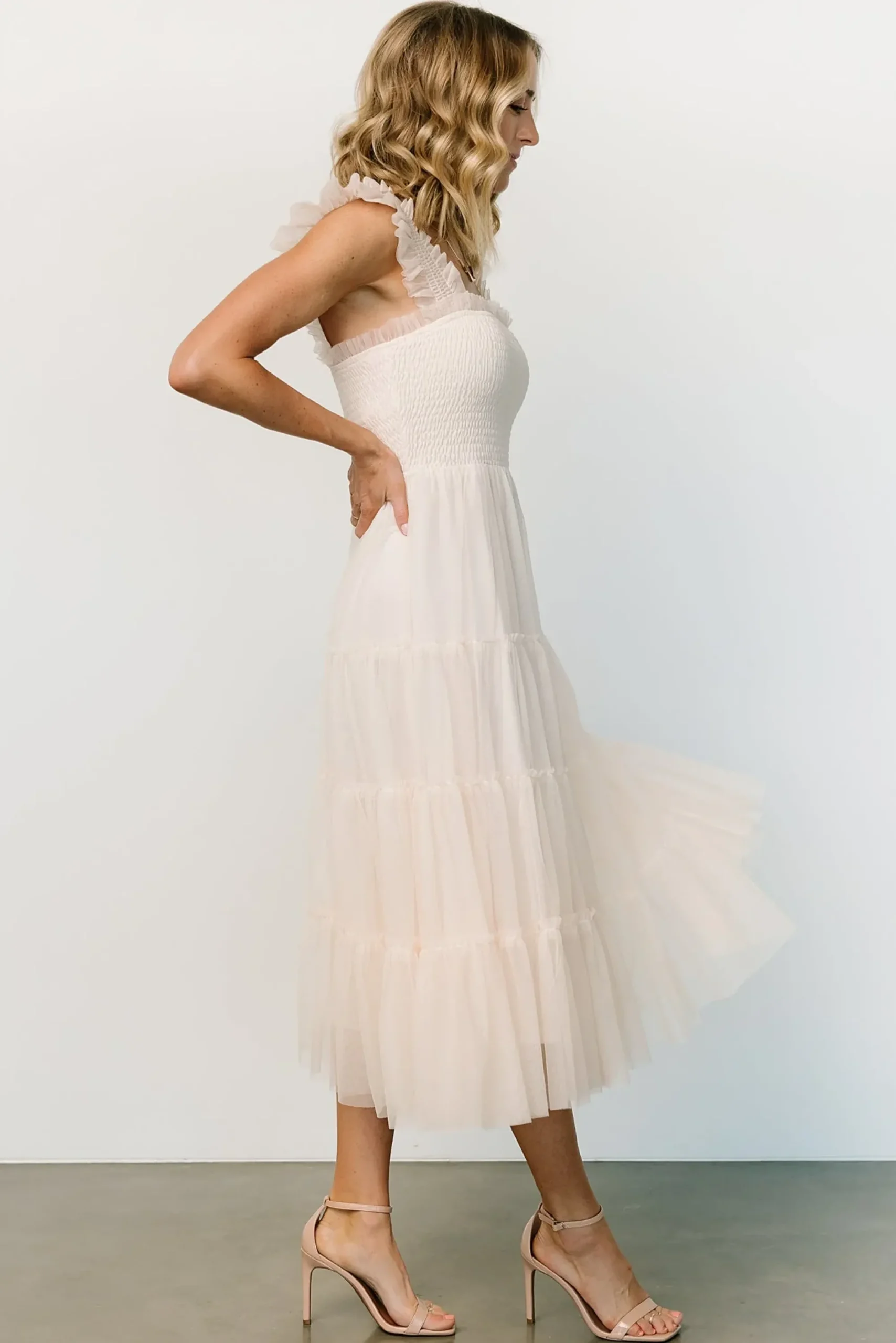 Clearance Baltic Born Emma Smocked Tulle Dress | Beige