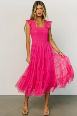 Sale Baltic Born Emma Smocked Tulle Dress | Hot Pink