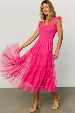 Sale Baltic Born Emma Smocked Tulle Dress | Hot Pink