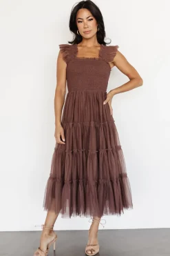 Sale Baltic Born Emma Smocked Tulle Dress | Brown