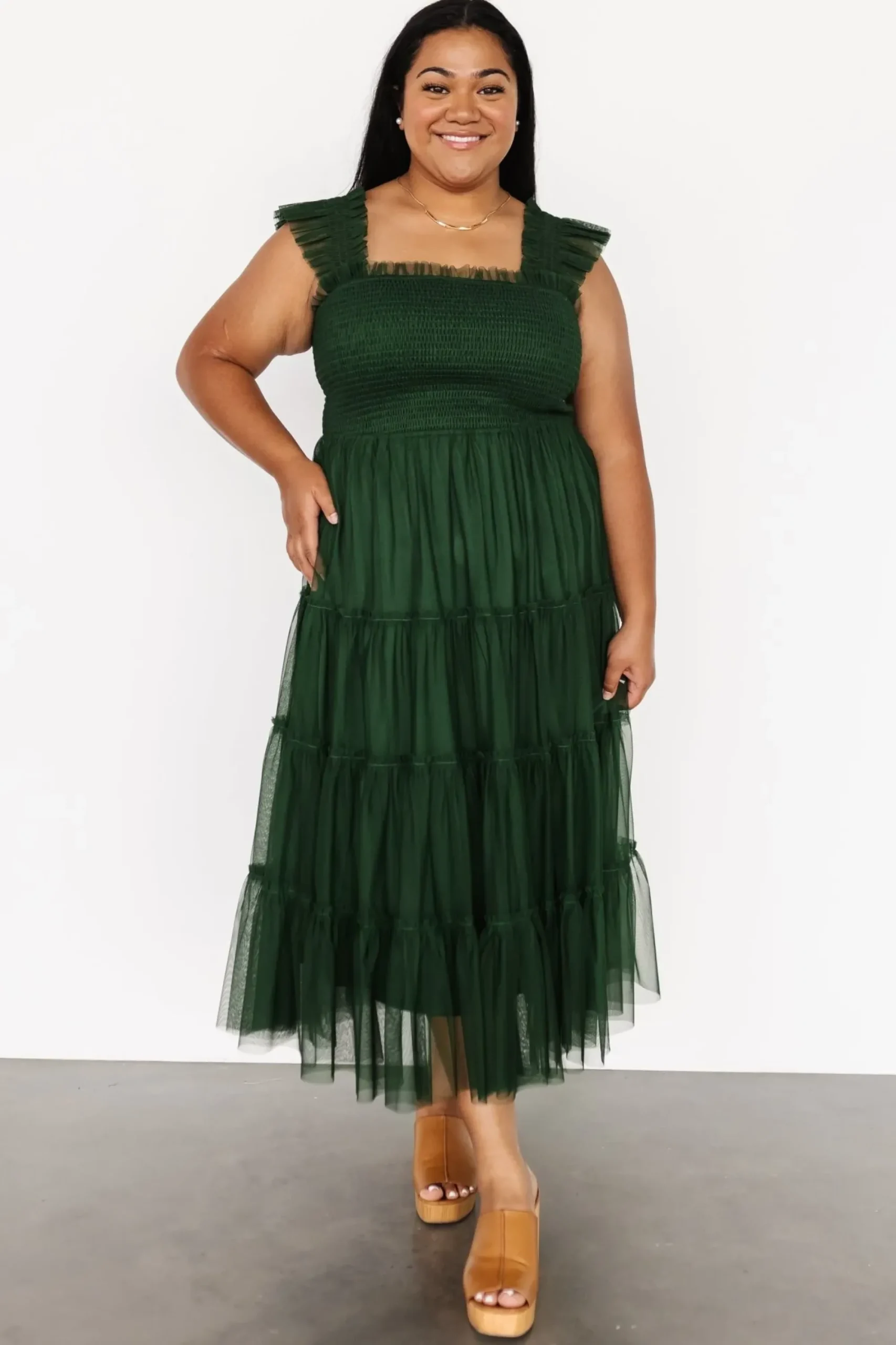 Hot Baltic Born Emma Smocked Tulle Dress | Green