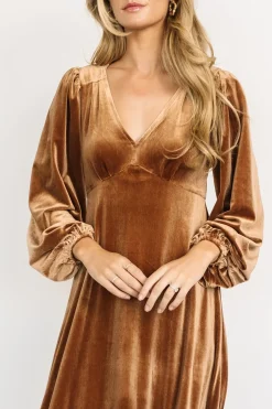 Discount Baltic Born Erika Velvet Maxi Dress | Caramel