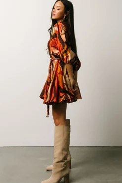 Discount Baltic Born Esma Mini Dress | Rust Multi