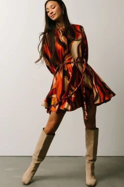 Discount Baltic Born Esma Mini Dress | Rust Multi