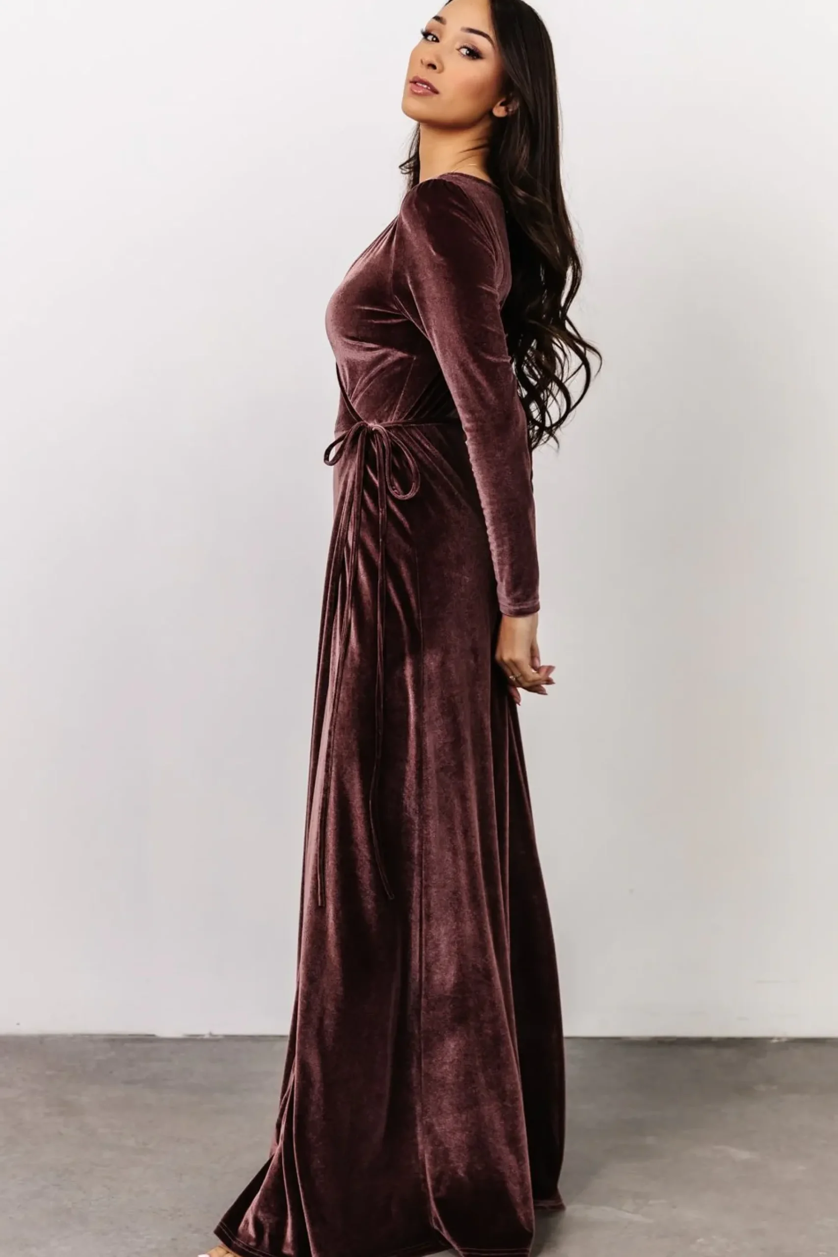 Best Baltic Born Esmerelda Velvet Wrap Maxi Dress | Dusty Plum