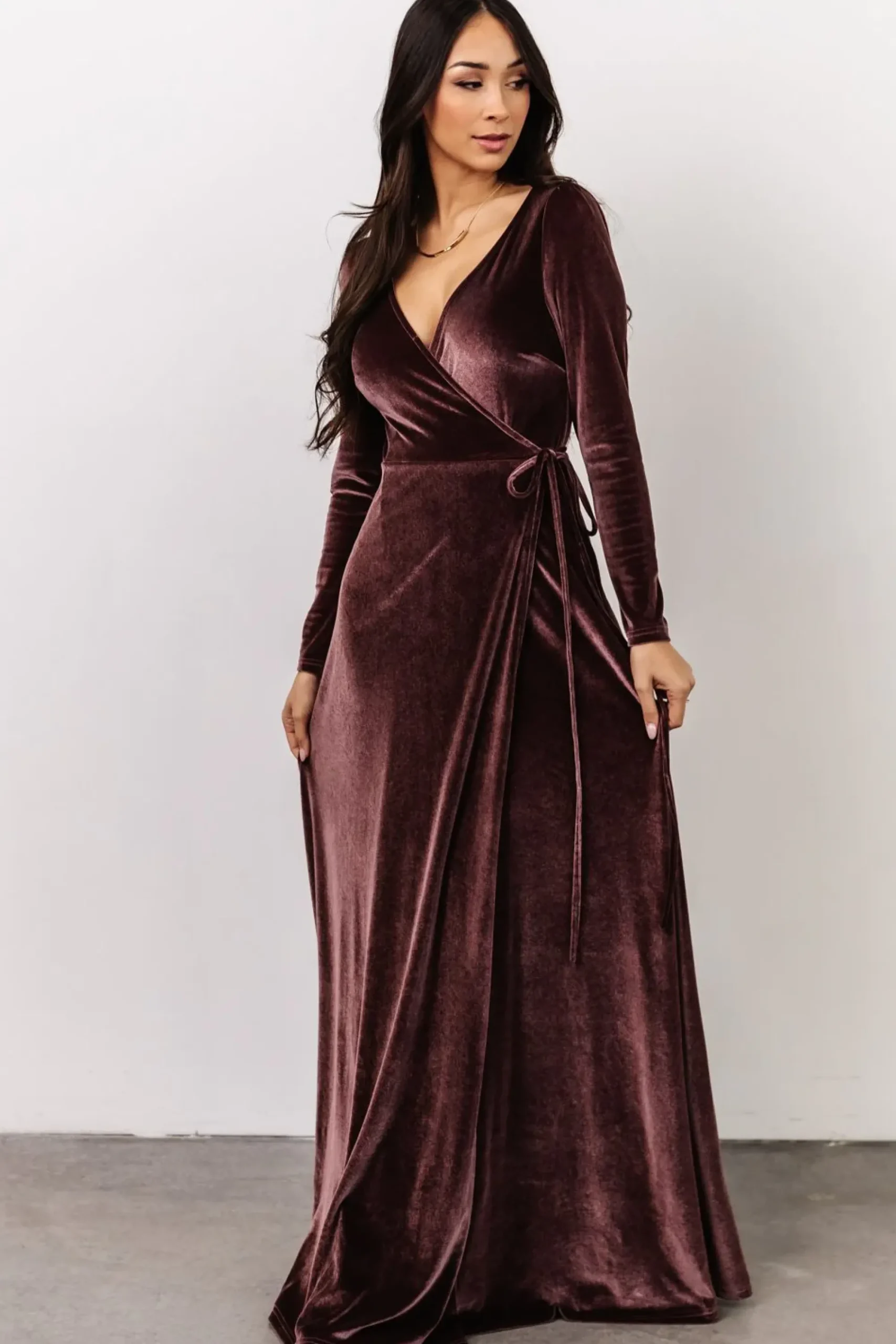 Best Baltic Born Esmerelda Velvet Wrap Maxi Dress | Dusty Plum