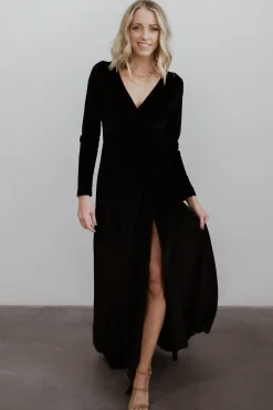 Online Baltic Born Esmerelda Velvet Wrap Maxi Dress | Black