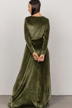 Discount Baltic Born Esmerelda Velvet Wrap Maxi Dress | Olive