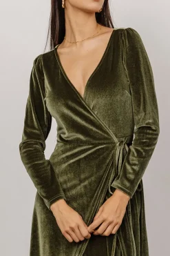 Discount Baltic Born Esmerelda Velvet Wrap Maxi Dress | Olive