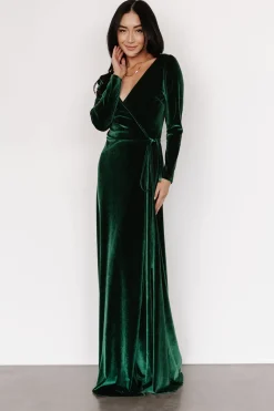 Clearance Baltic Born Esmerelda Velvet Wrap Maxi Dress | Forest