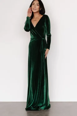 Clearance Baltic Born Esmerelda Velvet Wrap Maxi Dress | Forest